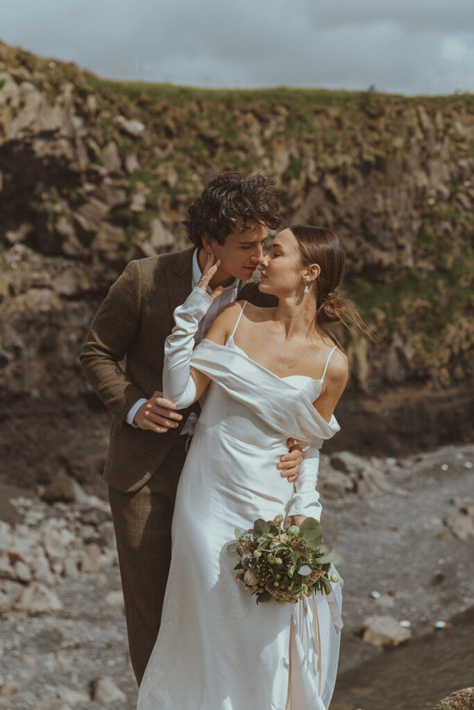 couple looking at each other during their bridal portraits